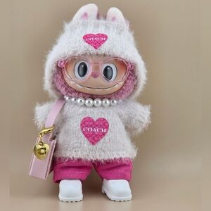 Fits Labubu Pink And White Fur